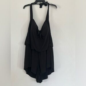 Aqua Green Swimsuit Swim Romper Black Halter New Sz 24